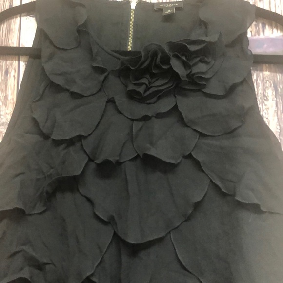 Ann Taylor Tops - Ann Taylor Med silk black sleeveless ruffle blouse